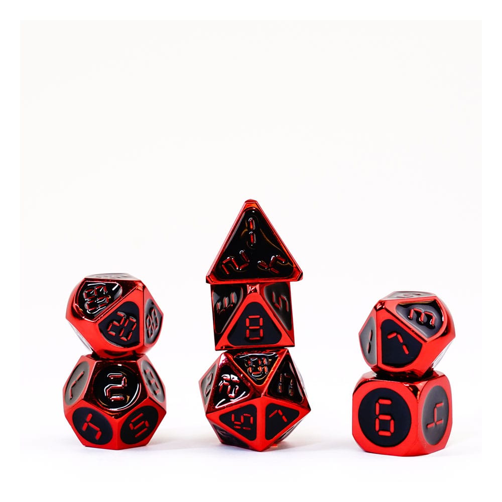 FanRoll Dice Set Red with Black Enamel 7 FanRoll