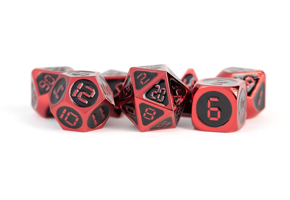 FanRoll Dice Set Red with Black Enamel 7 FanRoll