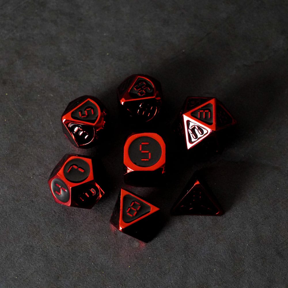 FanRoll Dice Set Red with Black Enamel 7 FanRoll