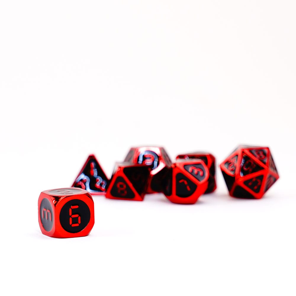 FanRoll Dice Set Red with Black Enamel 7 FanRoll