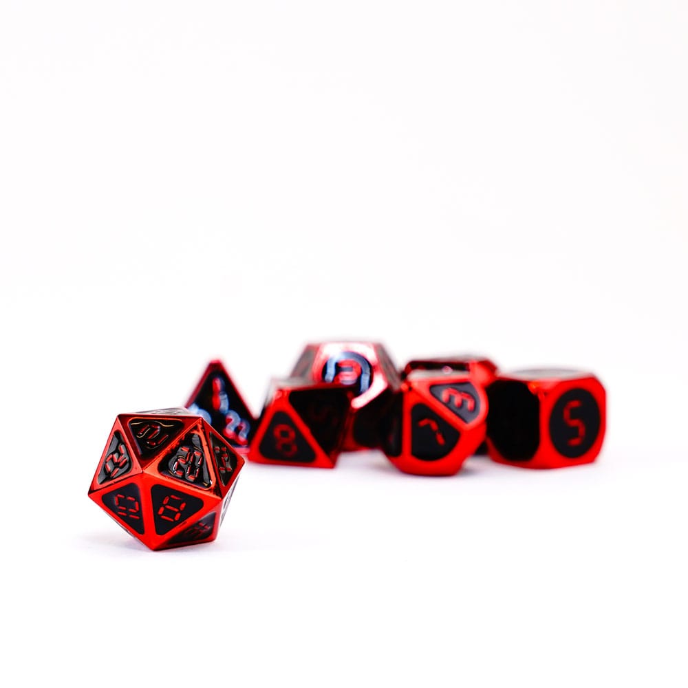 FanRoll Dice Set Red with Black Enamel 7 FanRoll