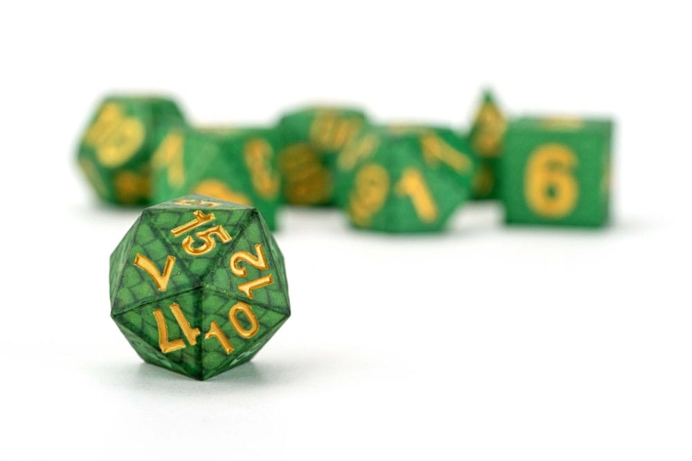 Dragon Storm Sharp Edge Silicone Dice Set Green Dragon Scales 7 FanRoll