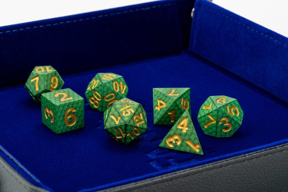Dragon Storm Sharp Edge Silicone Dice Set Green Dragon Scales 7 FanRoll