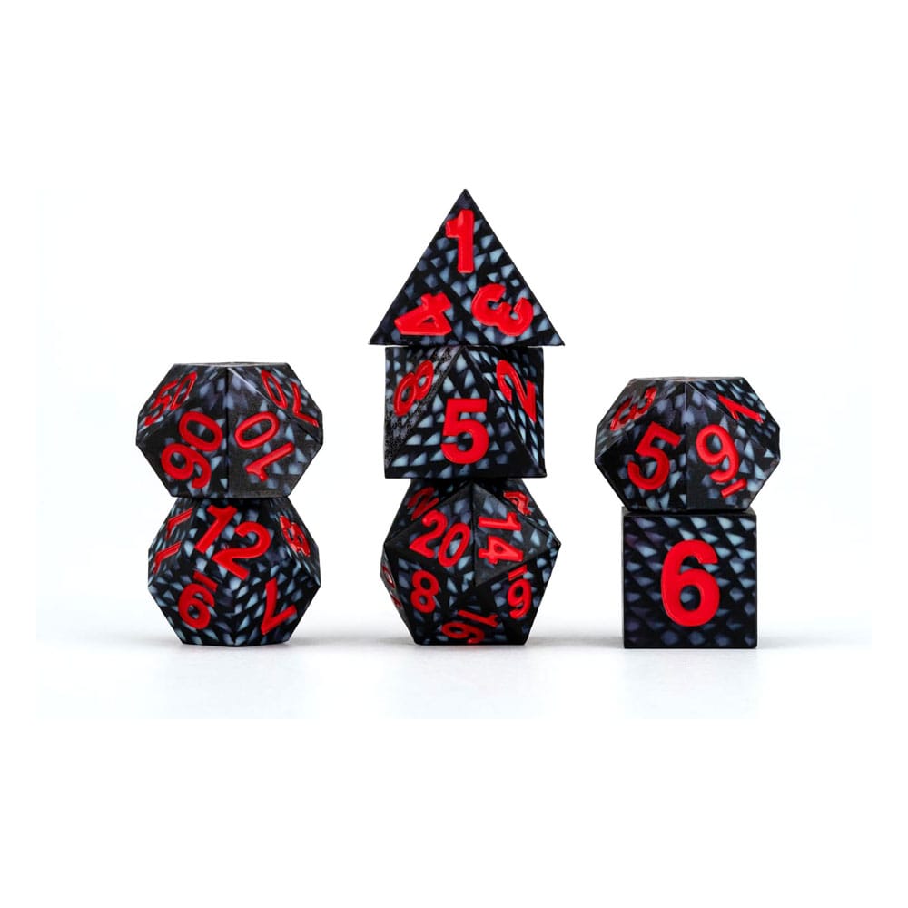 Dragon Storm Sharp Edge Silicone Dice Set Black Dragon Scales 7 FanRoll