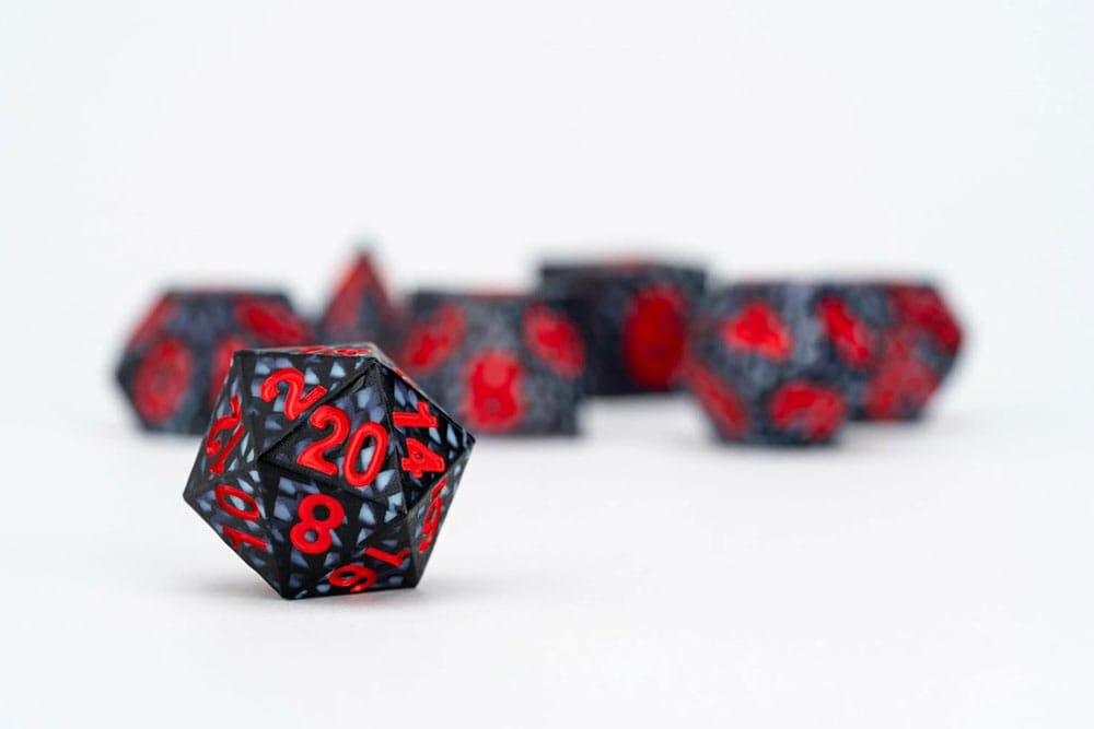 Dragon Storm Sharp Edge Silicone Dice Set Black Dragon Scales 7 FanRoll