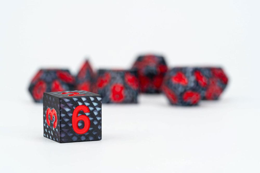 Dragon Storm Sharp Edge Silicone Dice Set Black Dragon Scales 7 FanRoll