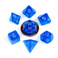 FanRoll Mini Dice Set Stardust Blue with Silver Numbers 7 FanRoll
