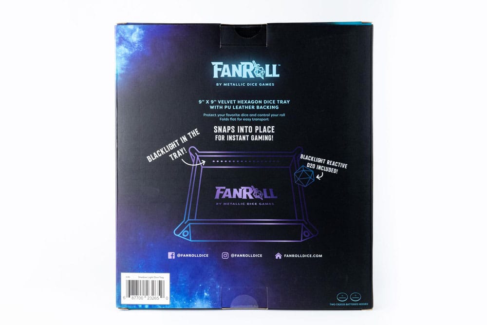 FanRoll Shadowlight Folding Blacklight Dice Tray Black FanRoll