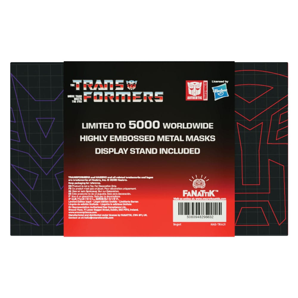 Transformers Replica Set of 2 Helmets Optimus Prime & Megatron Limited Edition FaNaTtik
