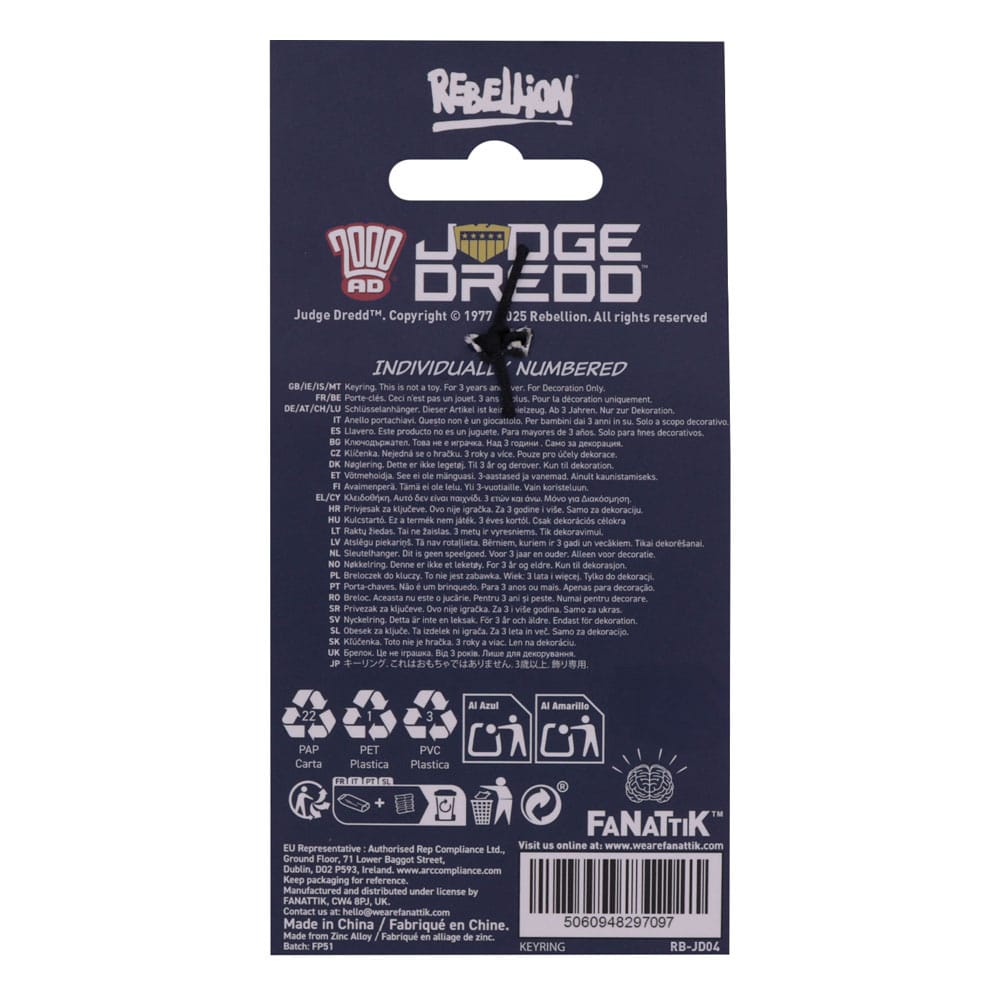 2000 AD Keychain Judge Dredd Badge Limited Edition FaNaTtik