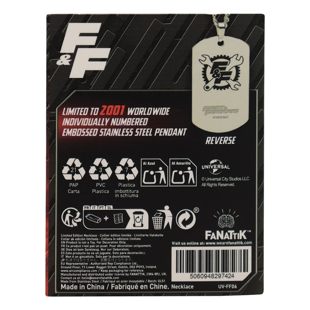 Fast & Furious Dog Tags with ball chain FaNaTtik