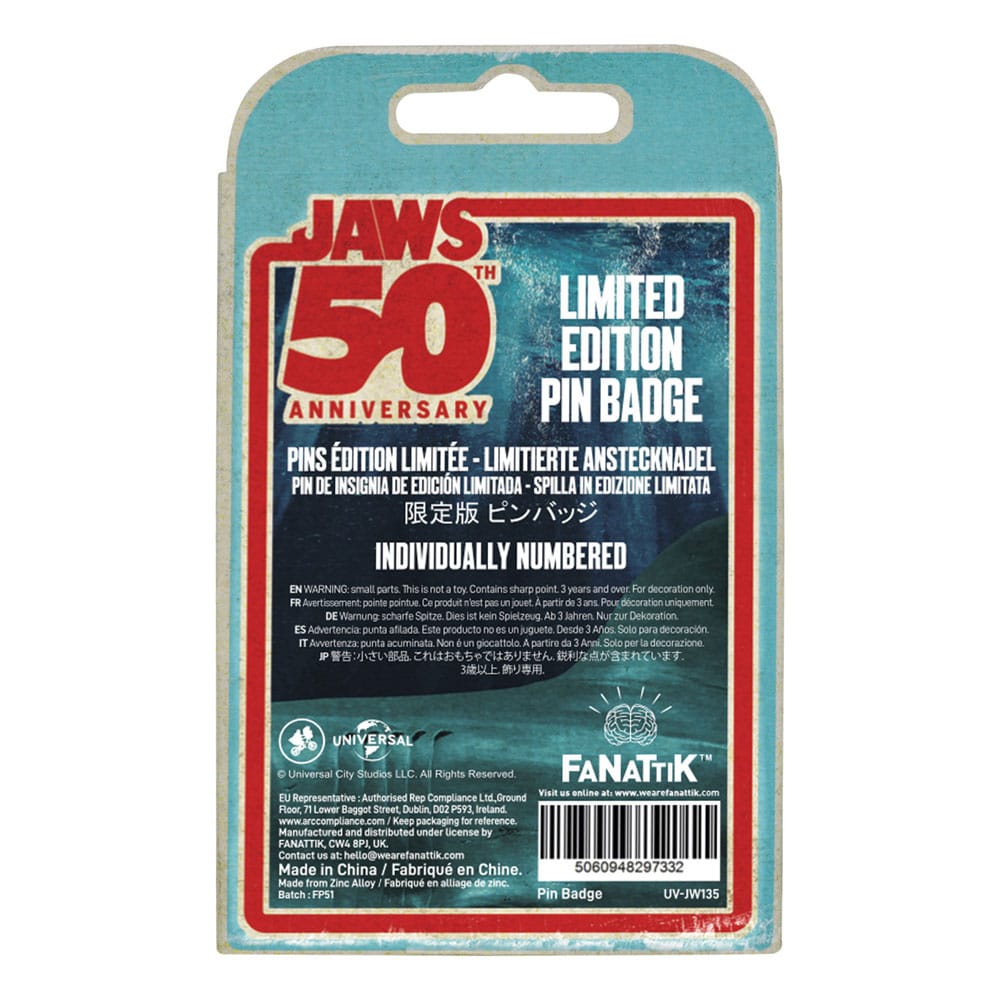Jaws Pin Badge 50th Anniversary Ship in Bottle FaNaTtik
