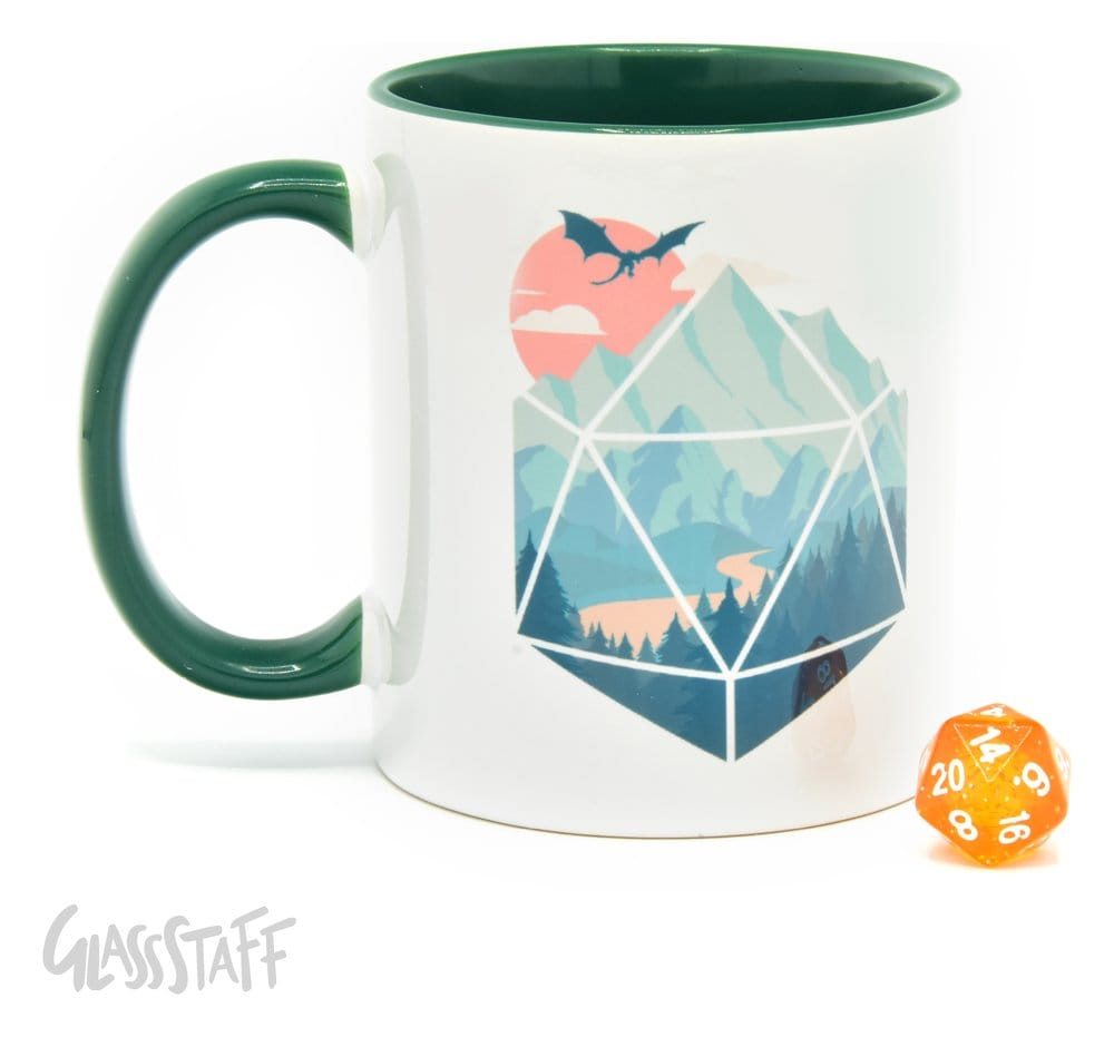 Glassstaff Gift Set Mug & Dice D20 A D20 Scene Glassstaff