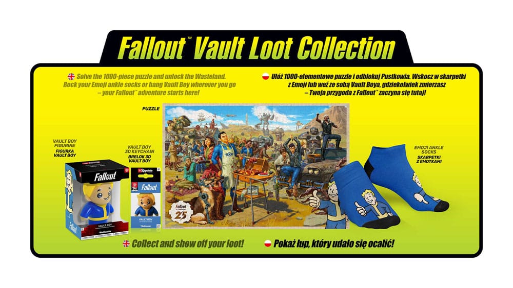 Fallout gift set Fallout Vault Loot Collection Puzzle socks figurine & key ring Good Loot