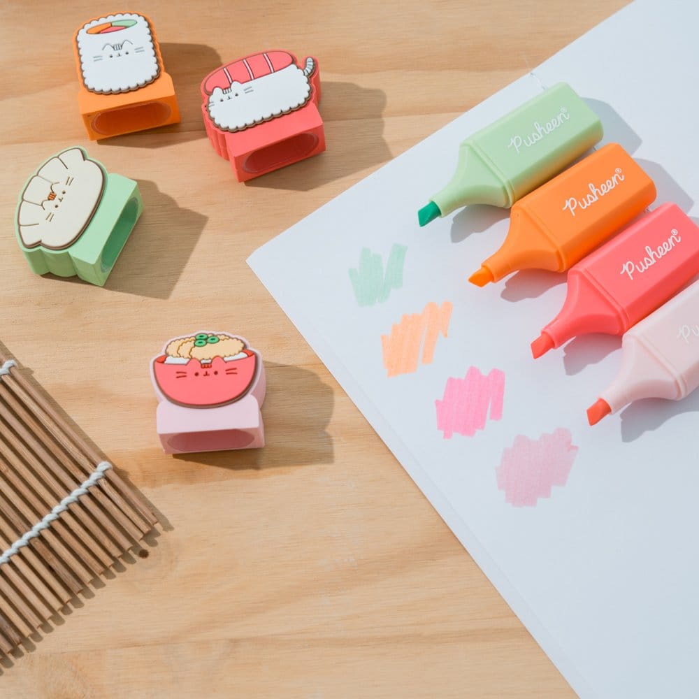 Pusheen Highlighters with Topper Sushi Roll Set of 4 Grupo Erik