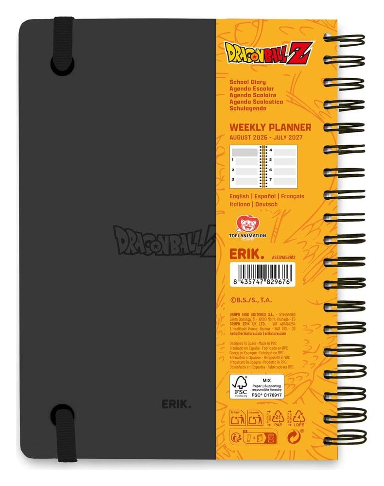 Dragon Ball School Diary weekly planner 2026/2027 A5 Grupo Erik