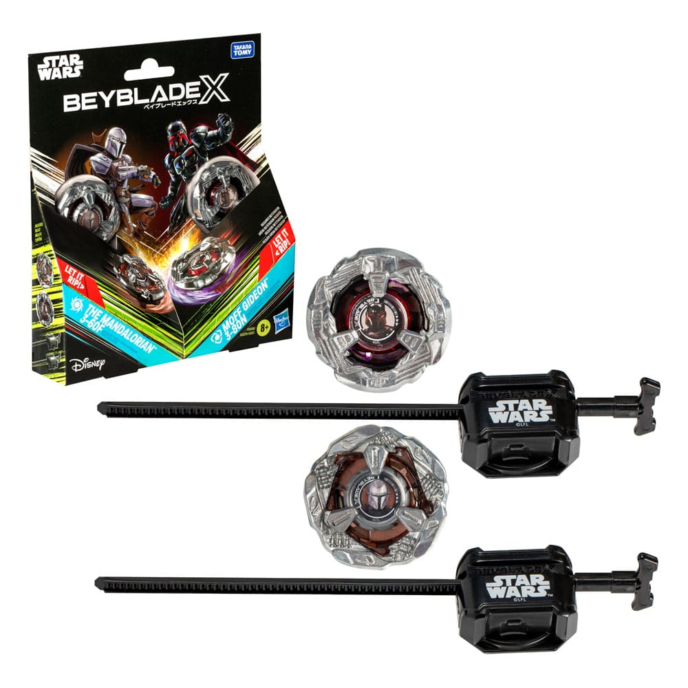 Beyblade X and Star Wars Collab The Mandalorian 3 60F vs. Moff Gideon 3 80N Hasbro