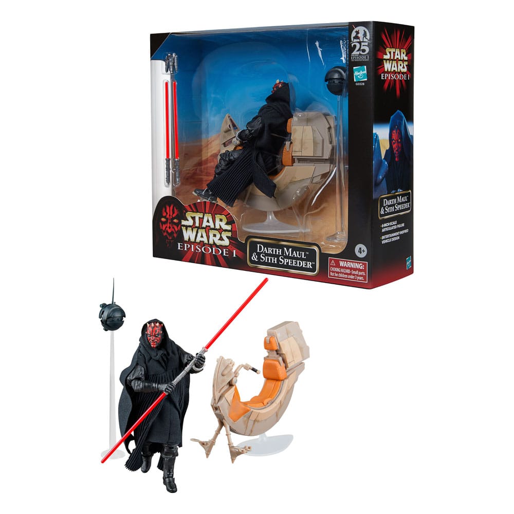 Star Wars Episode I Black Series Vehicle with Action Figure Darth Maul & Sith Speeder 25th Anniversary Hasbro