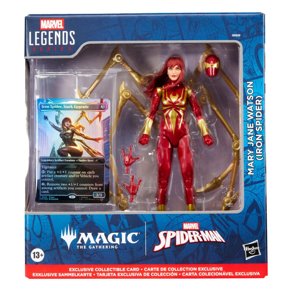 Marvel Legends Magic The Gathering Action Figure Mary Jane Watson Iron Spider plus Exclusive Foil Card Hasbro