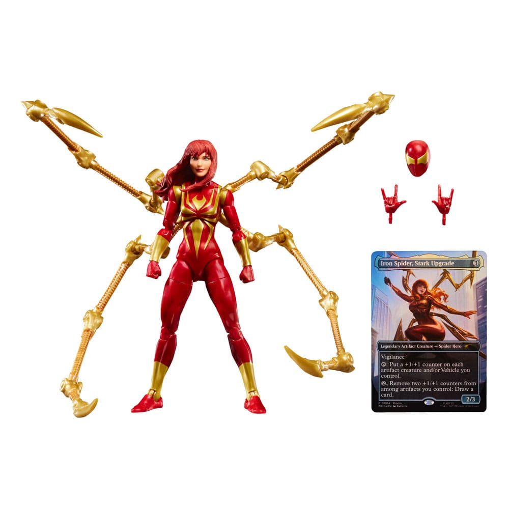 Marvel Legends Magic The Gathering Action Figure Mary Jane Watson Iron Spider plus Exclusive Foil Card Hasbro