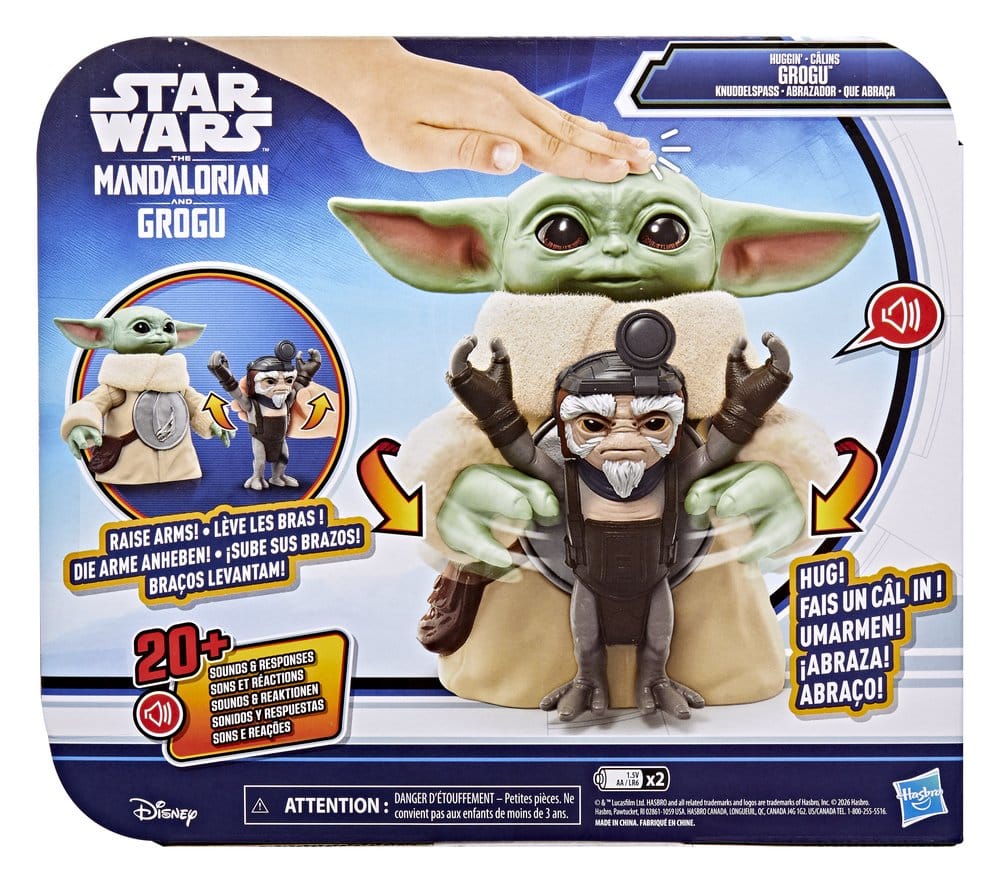 Star Wars The Mandalorian & Grogu Electronic Action Figure Huggin' Grogu & Anzellan Hasbro