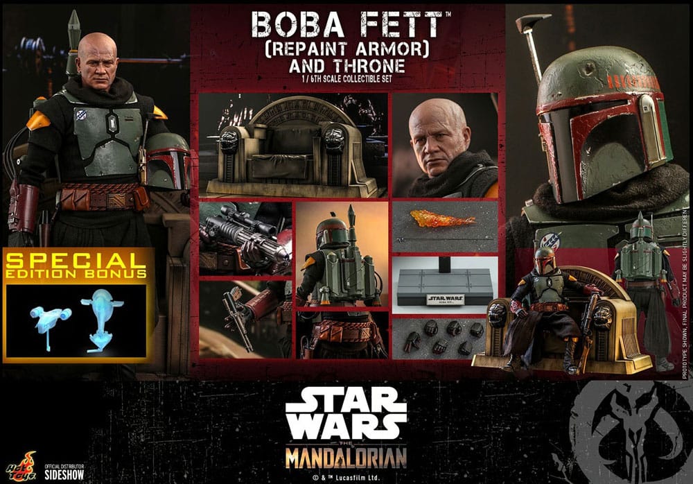 Star Wars The Mandalorian Action Figure Boba Fett Repaint Armor and Throne Special Edition Hot Toys