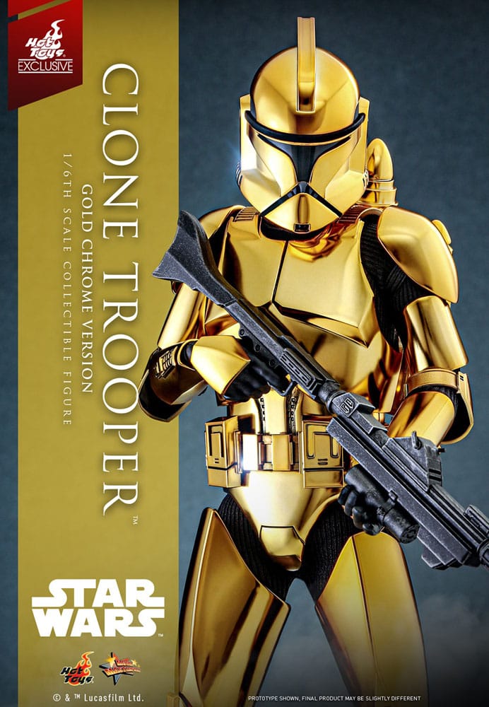 Star Wars Action Figure Clone Trooper Gold Chrome Version Exclusive Hot Toys