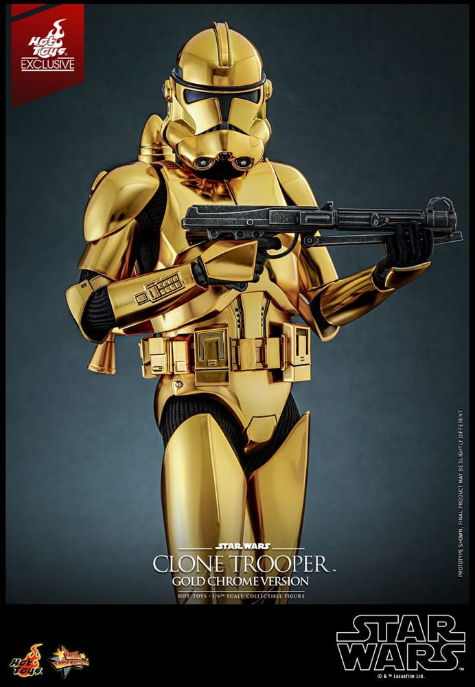 Star Wars Action Figure Clone Trooper Gold Chrome Version Exclusive Hot Toys