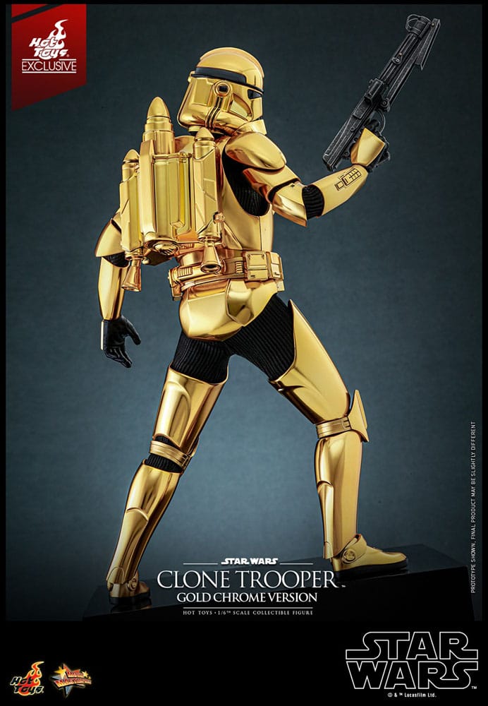 Star Wars Action Figure Clone Trooper Gold Chrome Version Exclusive Hot Toys