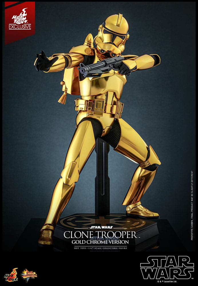 Star Wars Action Figure Clone Trooper Gold Chrome Version Exclusive Hot Toys