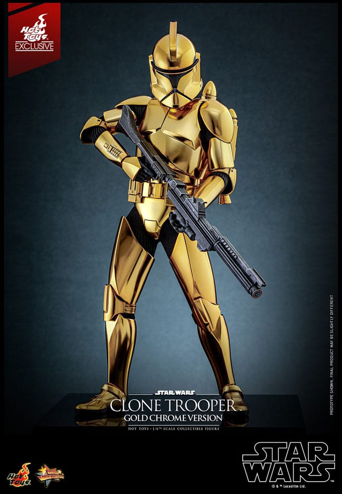 Star Wars Action Figure Clone Trooper Gold Chrome Version Exclusive Hot Toys