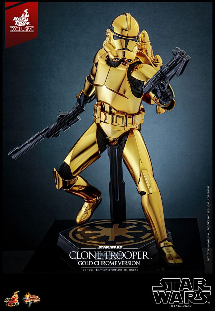Star Wars Action Figure Clone Trooper Gold Chrome Version Exclusive Hot Toys