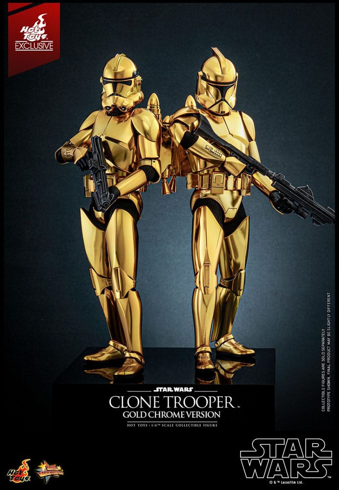 Star Wars Action Figure Clone Trooper Gold Chrome Version Exclusive Hot Toys