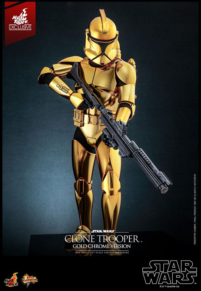 Star Wars Action Figure Clone Trooper Gold Chrome Version Exclusive Hot Toys