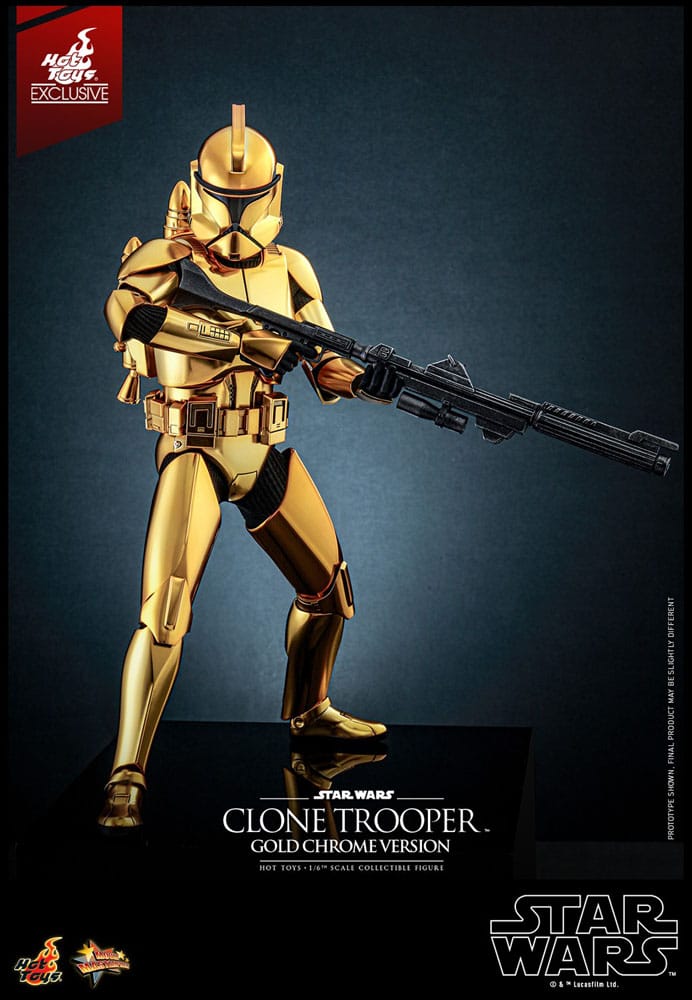 Star Wars Action Figure Clone Trooper Gold Chrome Version Exclusive Hot Toys