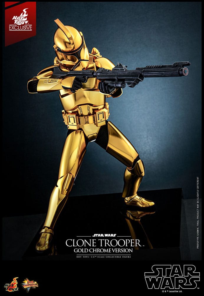 Star Wars Action Figure Clone Trooper Gold Chrome Version Exclusive Hot Toys