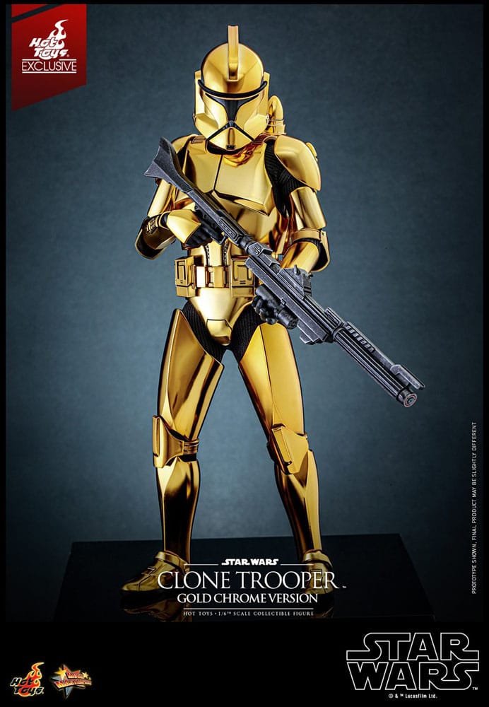 Star Wars Action Figure Clone Trooper Gold Chrome Version Exclusive Hot Toys