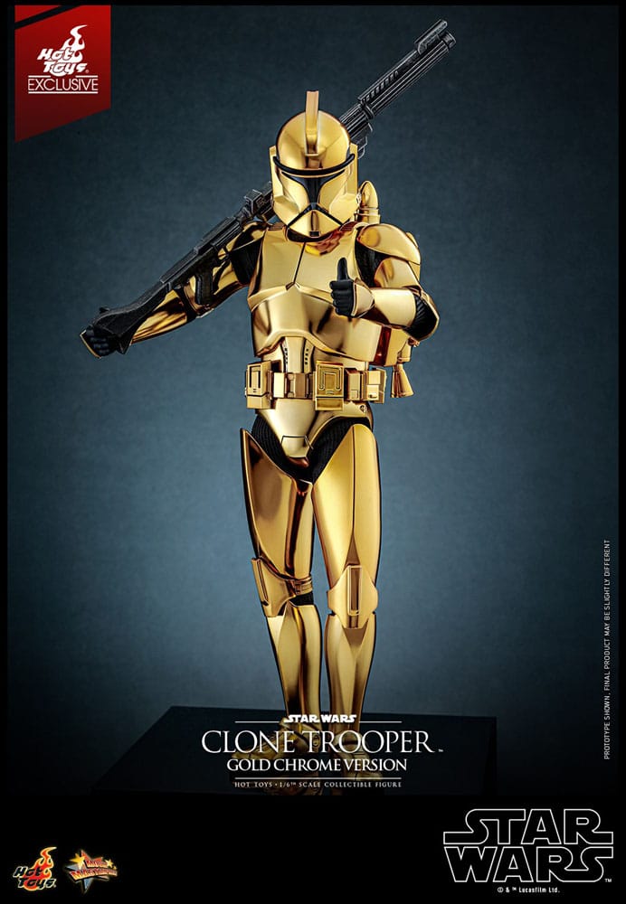 Star Wars Action Figure Clone Trooper Gold Chrome Version Exclusive Hot Toys