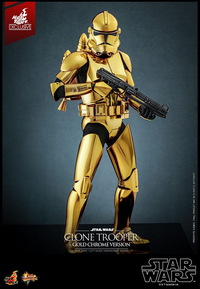 Star Wars Action Figure Clone Trooper Gold Chrome Version Exclusive Hot Toys