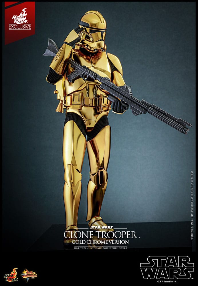 Star Wars Action Figure Clone Trooper Gold Chrome Version Exclusive Hot Toys