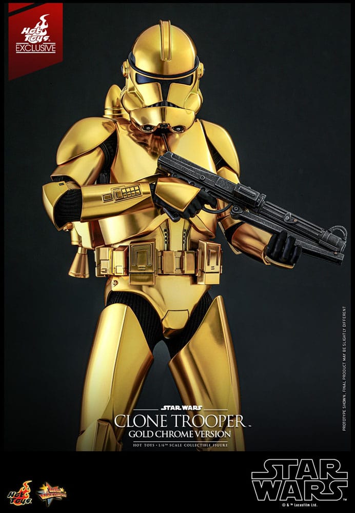 Star Wars Action Figure Clone Trooper Gold Chrome Version Exclusive Hot Toys