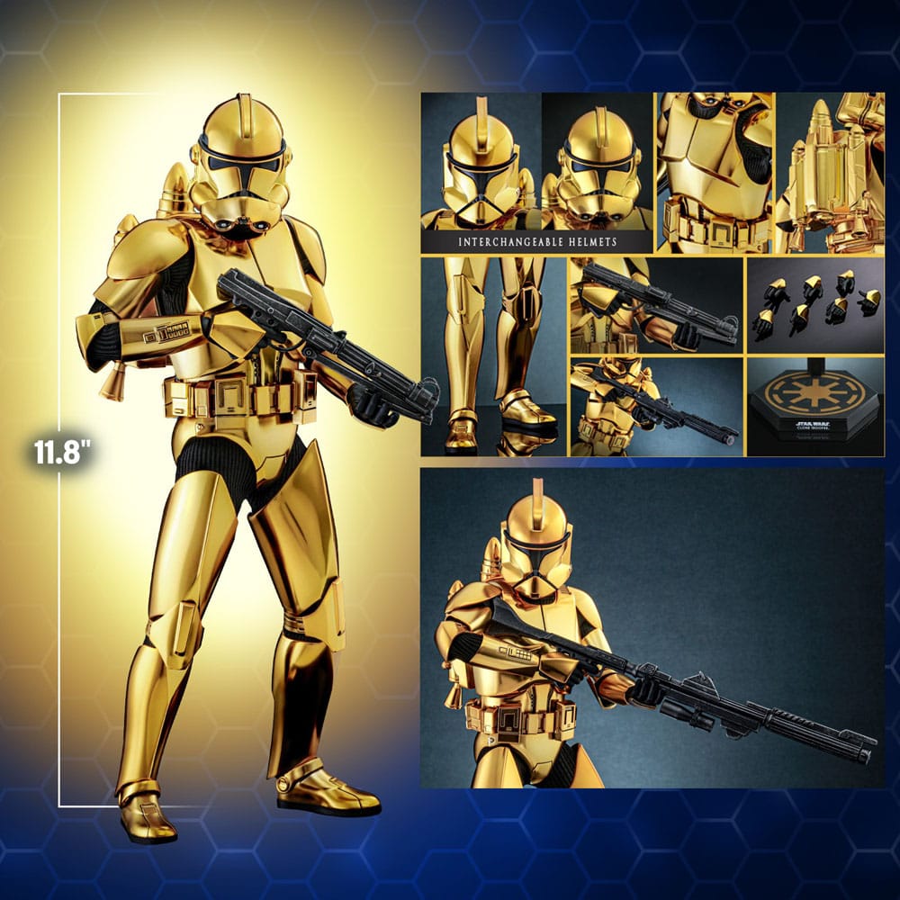 Star Wars Action Figure Clone Trooper Gold Chrome Version Exclusive Hot Toys