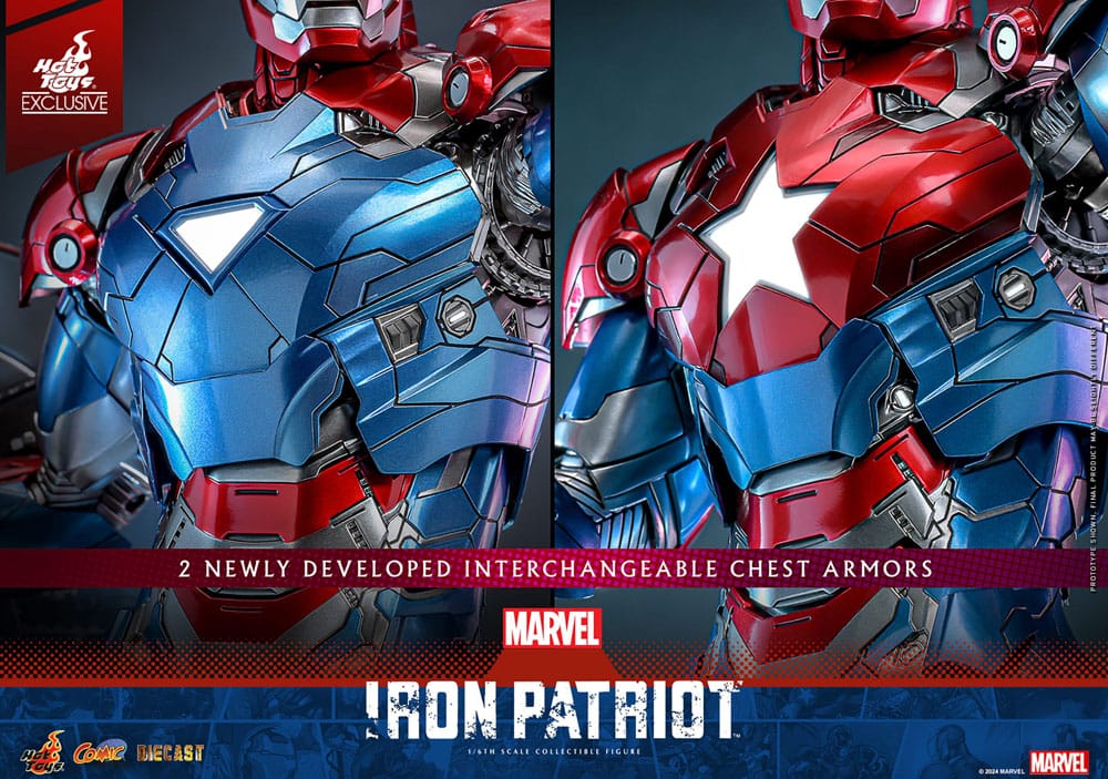 Marvel Comic Diecast Masterpiece Action Figure Iron Patriot Hot Toys Exclusive Hot Toys