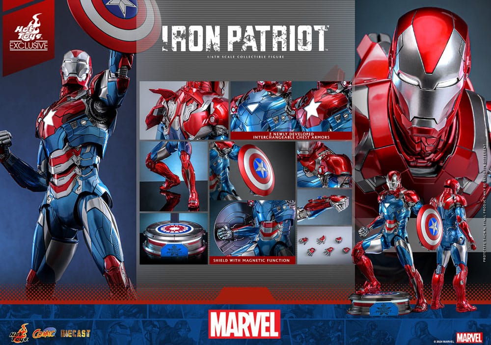 Marvel Comic Diecast Masterpiece Action Figure Iron Patriot Hot Toys Exclusive Hot Toys