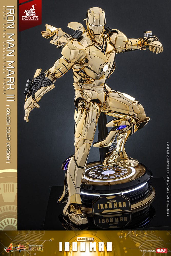 Iron Man Movie Masterpiece Diecast Action Figure Iron Man Mark III Gold Color Version Hot Toys Exclusive Hot Toys