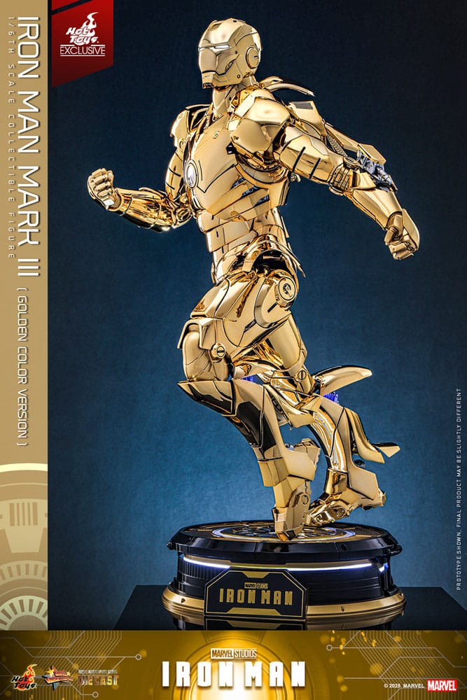Iron Man Movie Masterpiece Diecast Action Figure Iron Man Mark III Gold Color Version Hot Toys Exclusive Hot Toys