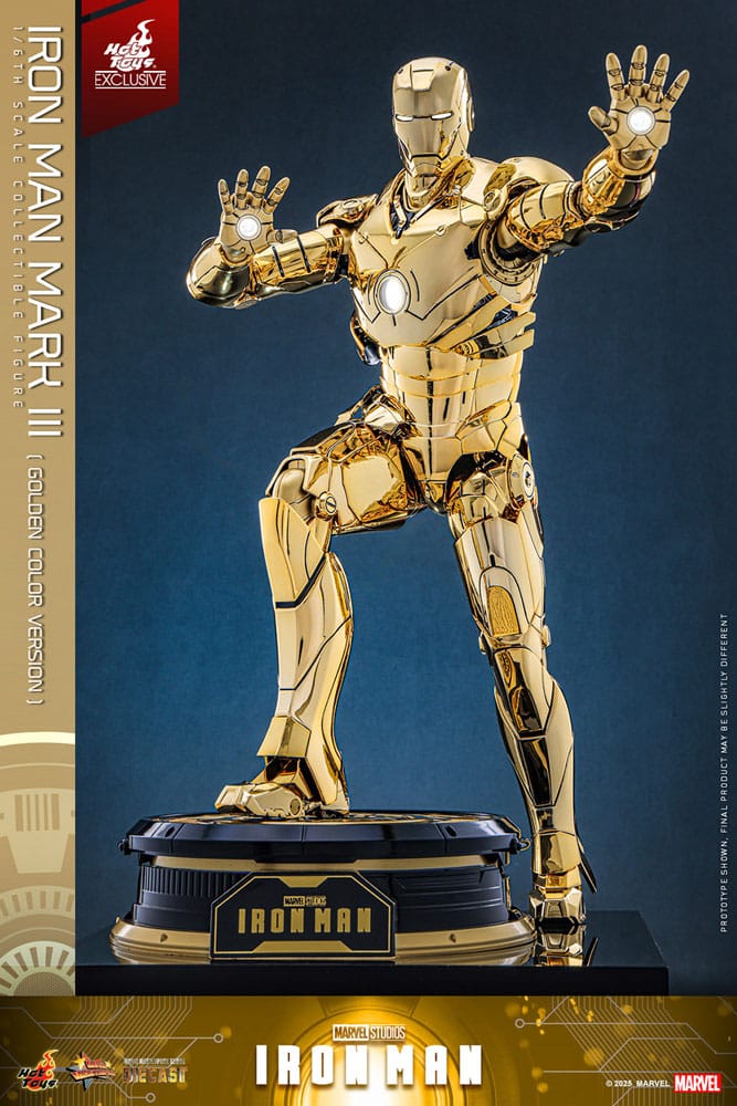 Iron Man Movie Masterpiece Diecast Action Figure Iron Man Mark III Gold Color Version Hot Toys Exclusive Hot Toys