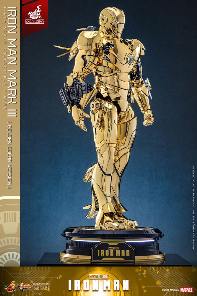 Iron Man Movie Masterpiece Diecast Action Figure Iron Man Mark III Gold Color Version Hot Toys Exclusive Hot Toys