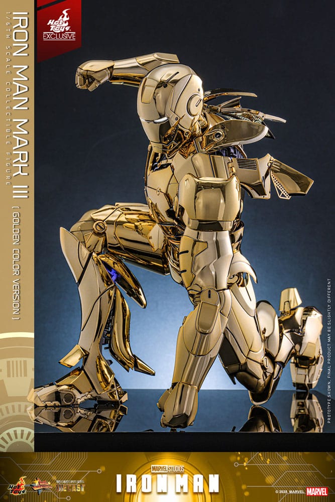Iron Man Movie Masterpiece Diecast Action Figure Iron Man Mark III Gold Color Version Hot Toys Exclusive Hot Toys
