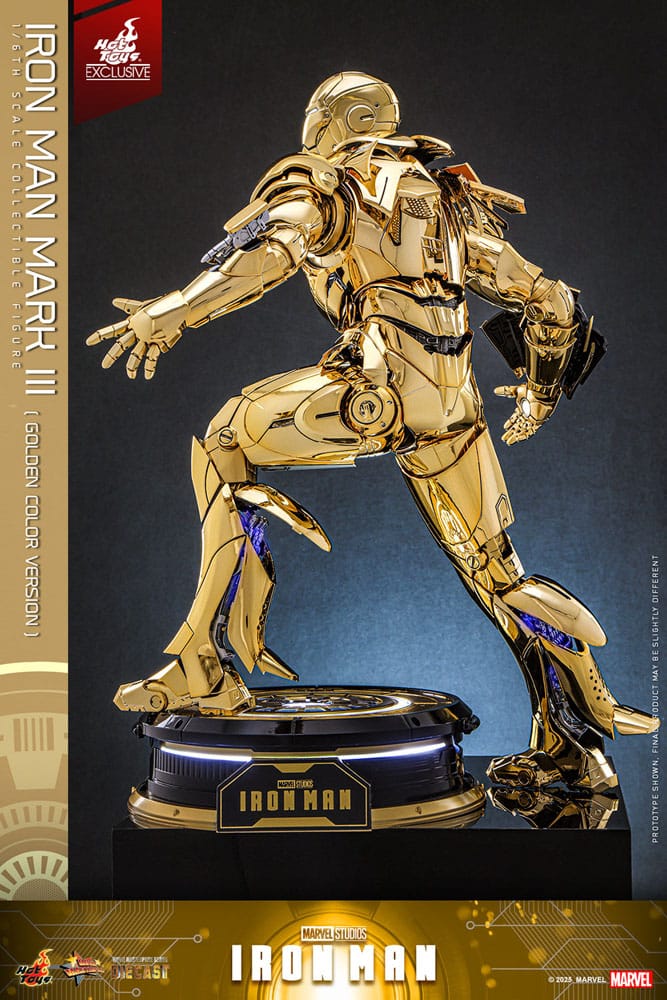 Iron Man Movie Masterpiece Diecast Action Figure Iron Man Mark III Gold Color Version Hot Toys Exclusive Hot Toys